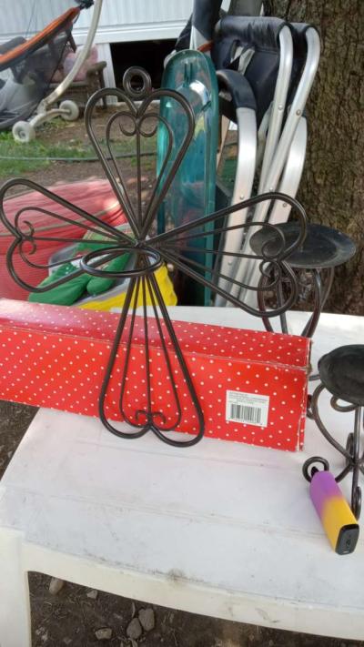 Partylite Metal Scroll Cross Candle Holder Wall Sconce - Thumbnail 2