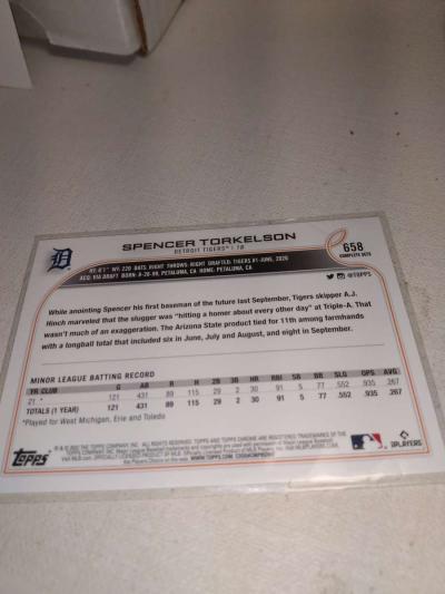 2022 Topps rookie card Spencer torkelson - Thumbnail 3