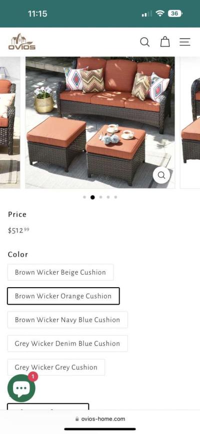 Outdoor Couch 3Piece with Ottoman Kenard Curved Handres - Thumbnail 5