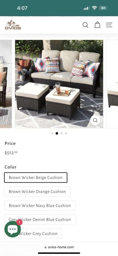 Outdoor Couch 3Piece with Ottoman Kenard Curved Handres - Thumbnail 5