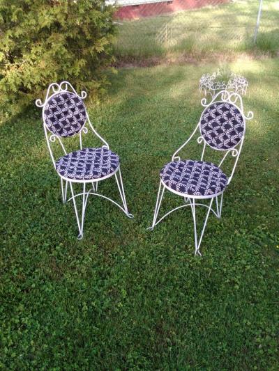 set of vintage vanity chairs