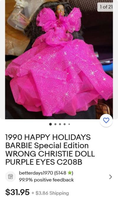 vintage Holiday Barbie in beautiful pink dress - Thumbnail 4