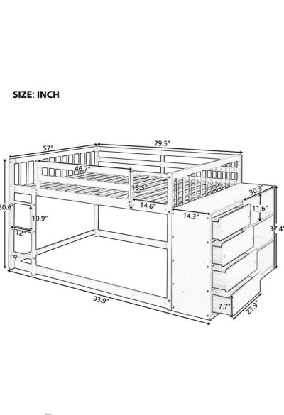 full over full bunk bed with storage dresser - Thumbnail 4