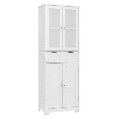 4 Doors Linen Storage Cabinet 3Tier Wood Tall Cabinet Cupboa - Thumbnail 4