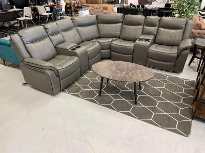 SPECIAL PRICES ONLY ON THIS MONTH Gray leather sectional pow - Thumbnail 2