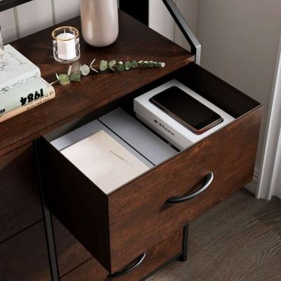 Dresser with 6 Fabric Drawers Wood Dresser Chest of Drawers - Thumbnail 5