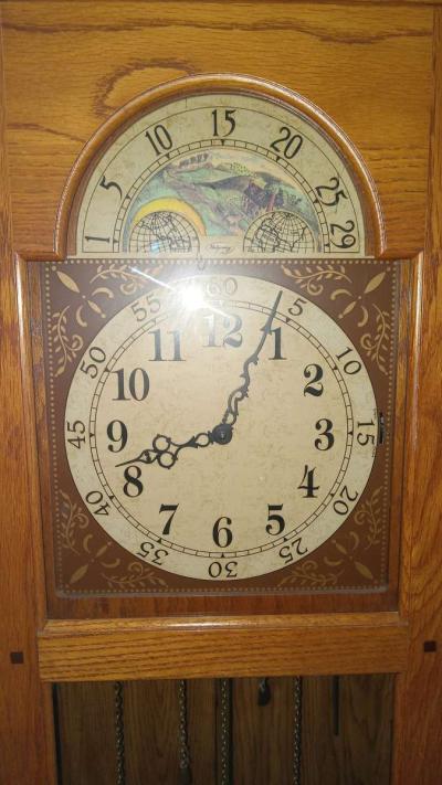 Ridgeway Grandfather Clock Oak Wood Furniture Collectible - Thumbnail 2