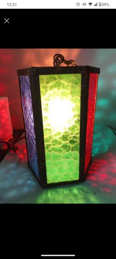 6 Sided Stained Glass Overhead Lamp - Thumbnail 4