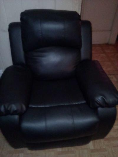 3 piece black leather recliner sofa set - Thumbnail 5