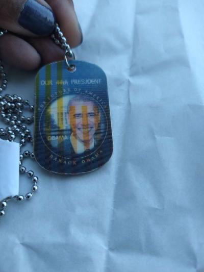 Barack Obama American Flag Dog Tag Style Necklace - Thumbnail 2