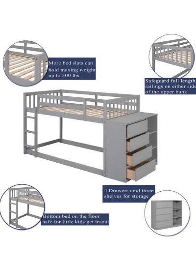full over full bunk bed with storage dresser - Thumbnail 3