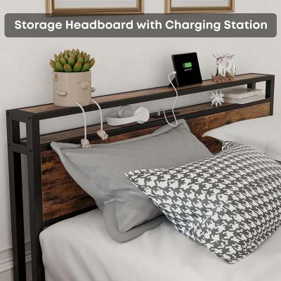 Full Size Bed Frame with Storage Drawers Platform Bed with H - Thumbnail 4