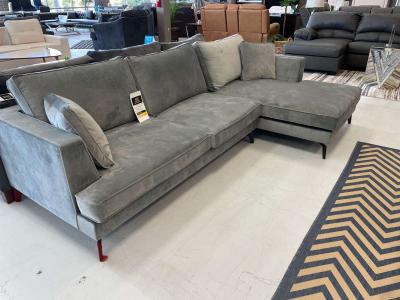 SPECIAL PRICE ON THIS MONTHTIKA GRAY VELVET SECTIONAL BRAND - Thumbnail 3