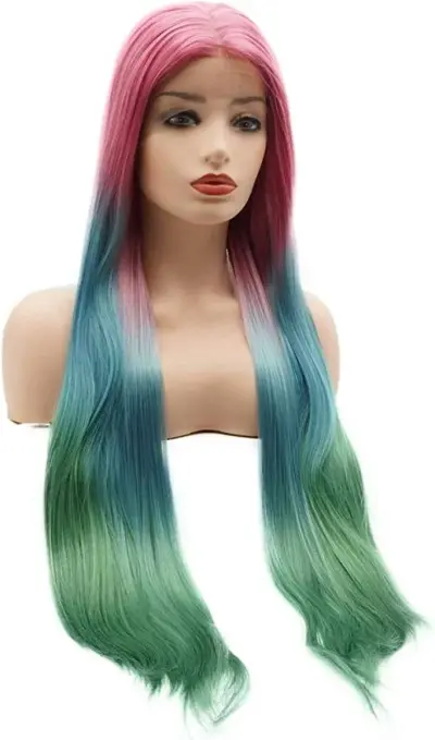 Rainbow Straight Lace Front Wig - Thumbnail 2
