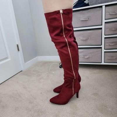 Womens Boots Burgundy - Thumbnail 2