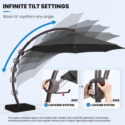 10FT Curvy Cantilever Patio Umbrella Large Outdoor Umbrellas - Thumbnail 6