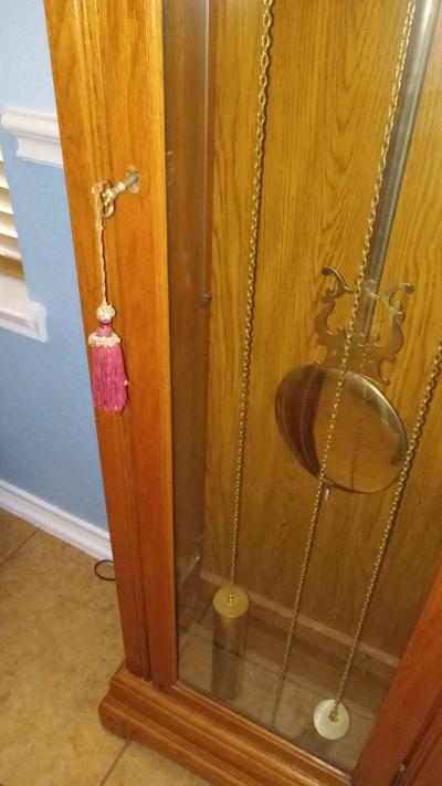 Ridgeway Grandfather Clock Oak Wood Furniture Collectible - Thumbnail 5