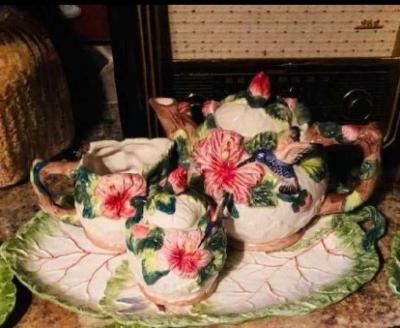 Vietri Italy Spring Leaf Majolica Service Plate - Thumbnail 3