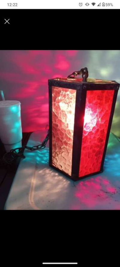 6 Sided Stained Glass Overhead Lamp - Thumbnail 2