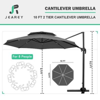 10FT Round Cantilever Patio Umbrella Double Top Roating Outd - Thumbnail 6