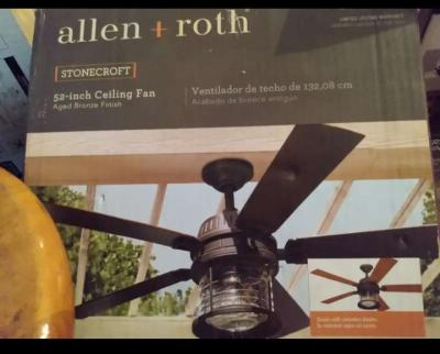 beautiful brand new in box Allen Roth 52 bronze ceiling fan - Thumbnail 2