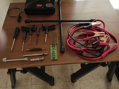 12volt air compressor and a tire plugging kit