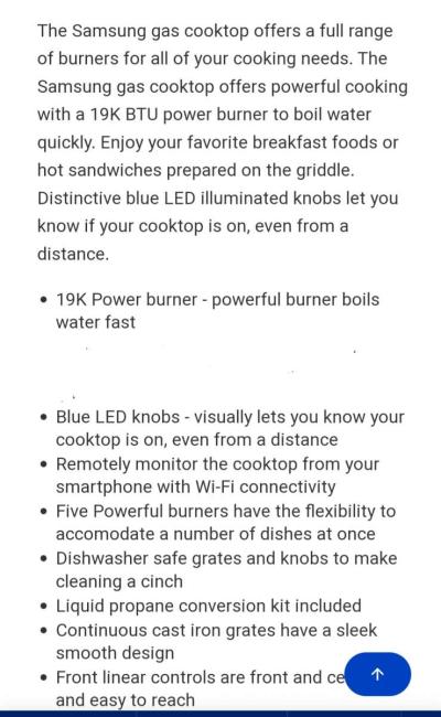 Cooktop 30inch Samsung wifi - Thumbnail 4