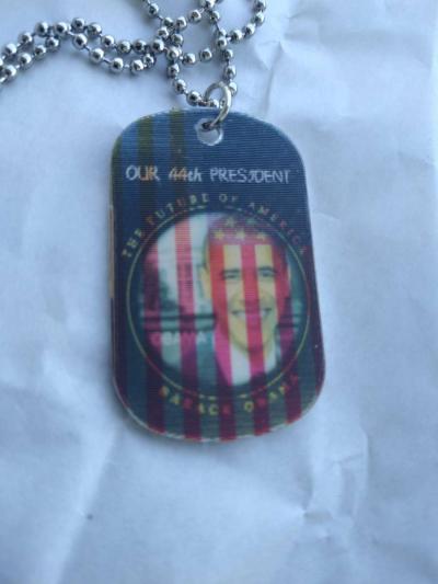 Barack Obama American Flag Dog Tag Style Necklace - Garland, Texas