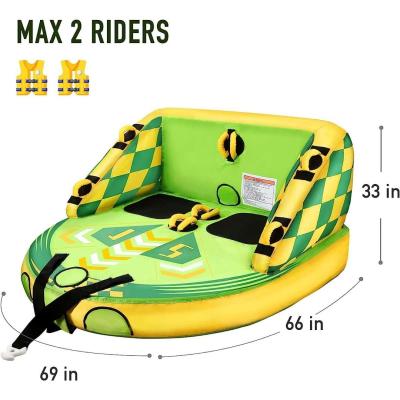 Towable Tube for Boating 2 Rider Inflatable Water Sports Tow - Thumbnail 5