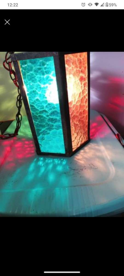 6 Sided Stained Glass Overhead Lamp - Thumbnail 3