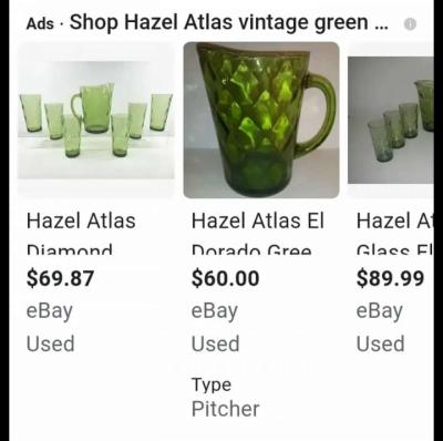 vintage hazel Atlas Green pitcher - Thumbnail 2
