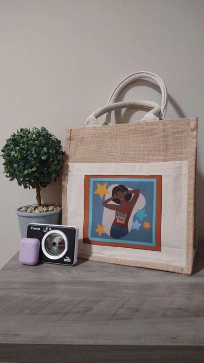 Jute Bag with frontal pocket - Thumbnail 3