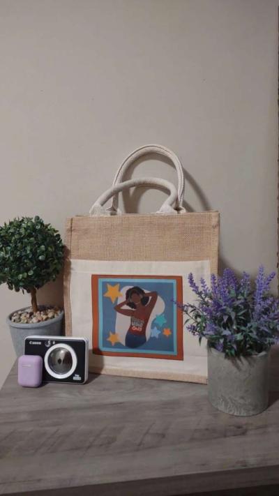 Jute Bag with frontal pocket - Thumbnail 2