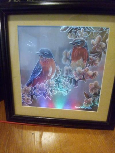 framed picture of two birds with LED lighting - Thumbnail 4