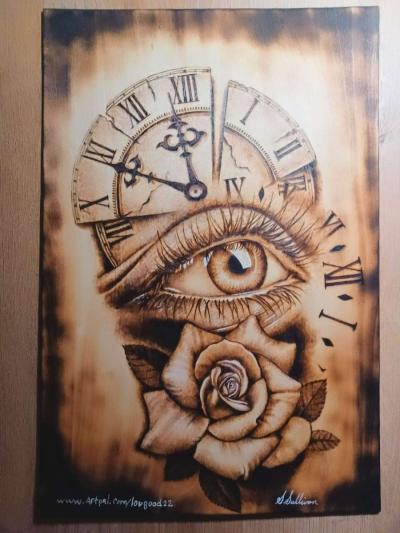 Portraits burned on wood - Thumbnail 4