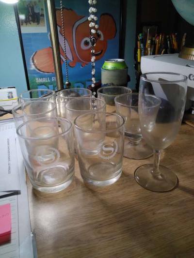 cocktail glasses of nine