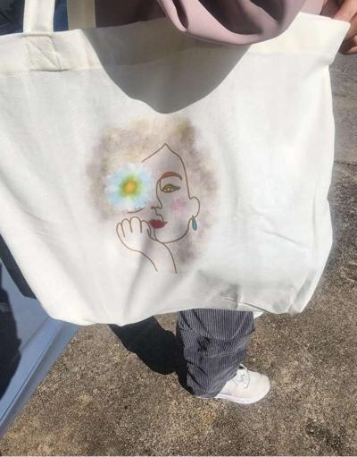 Tote bag with Abstract Face - Thumbnail 2
