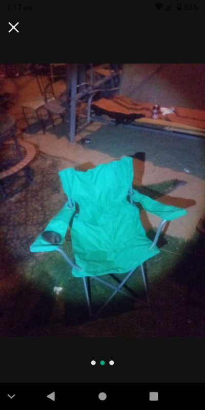 two foldable chairs with cup holders and one foldable cot - Thumbnail 2