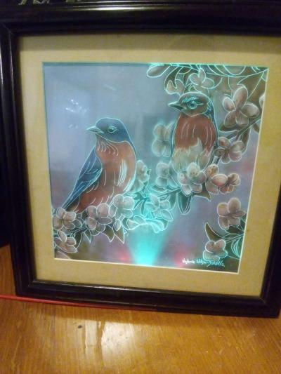 framed picture of two birds with LED lighting - Thumbnail 5