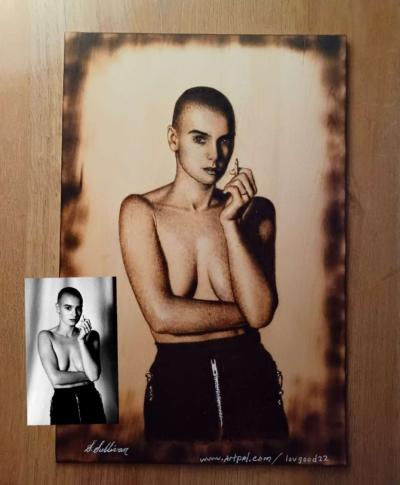 Portraits burned on wood - Thumbnail 5