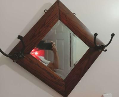 beautiful vintage hand crafted dark wood mirror - Thumbnail 5