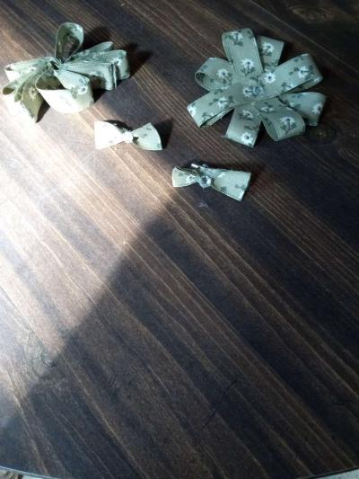 ribbon and fabric and leather hair or gift bows