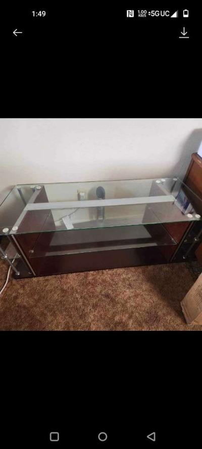 glass tv stand cash only