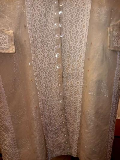 New beautiful  long creme with lace linen jacket - Thumbnail 3