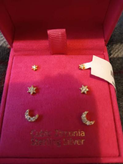 sterling silver earrings moon and stars - Thumbnail 3