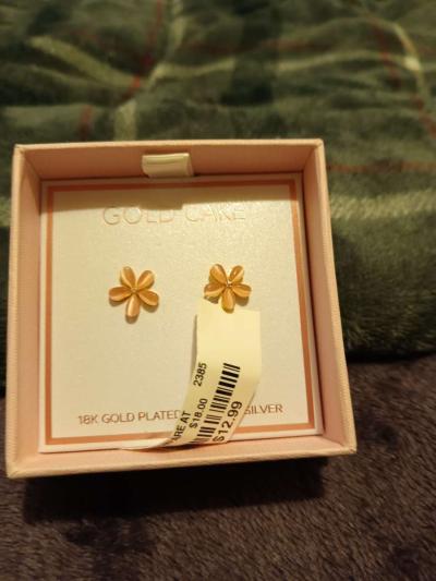 sterling silver over 10 karat gold plated earrings flowers - Thumbnail 2
