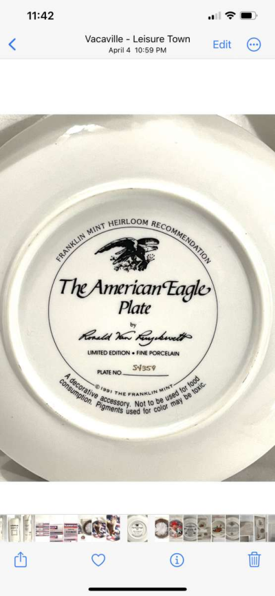 new American eagle collectors plate with wall mount - Thumbnail 4