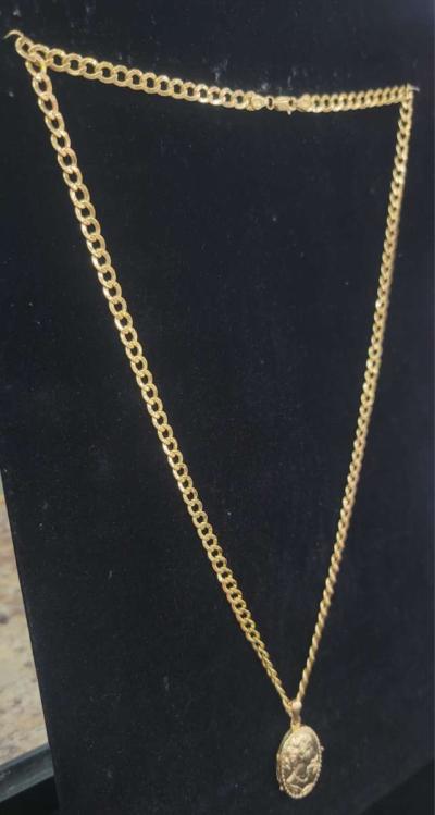 14K Gold Chain Hollow Cuban W Photo Charm 185 Grams 24 - Thumbnail 5