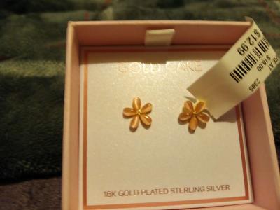 sterling silver over 10 karat gold plated earrings flowers - Thumbnail 3