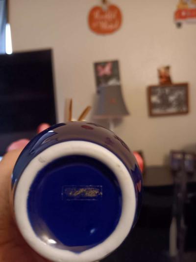 porcelain imperial limoges 22k gold and blue plated vase - Thumbnail 4